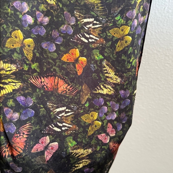 Johnny Was Silk Butterfly Floral Pants Black Size Medium - Picture 9 of 11